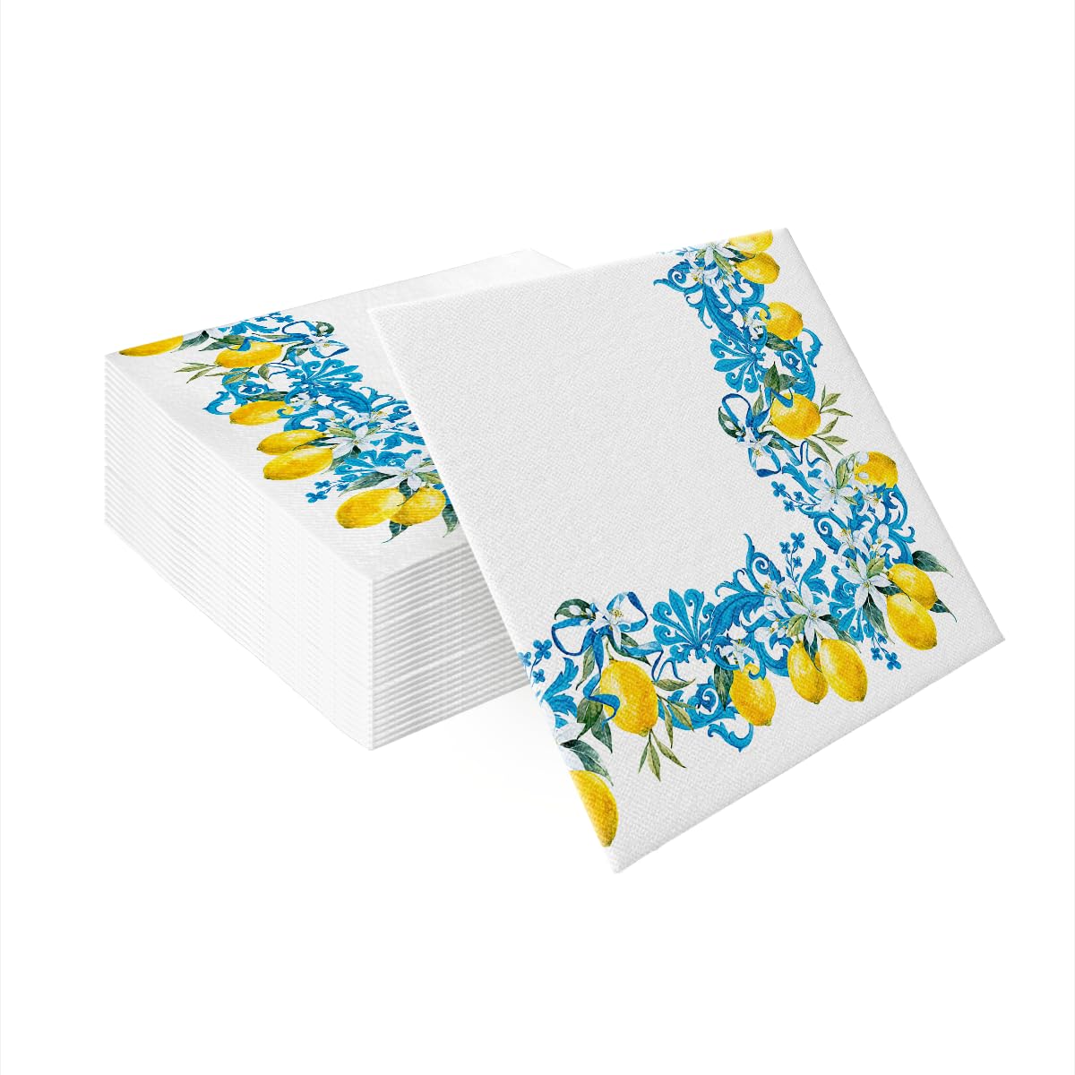 PAW Decor Collection Linen Feel Napkins - Citrus Baroque, 40 x 40 cm, 50 Pack