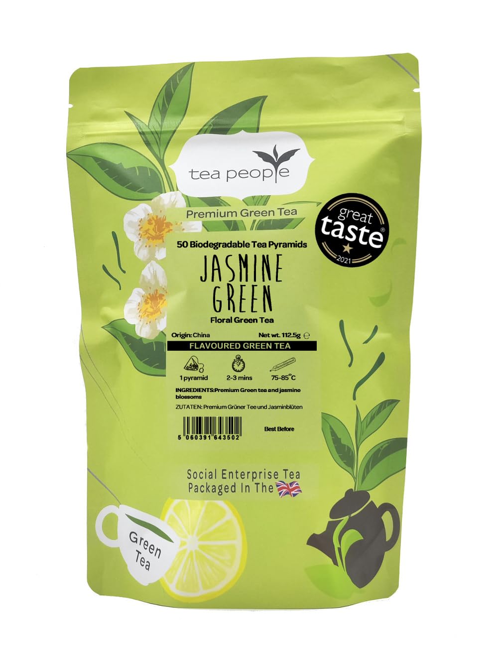 Tea People Jasmine Green Herbal Tea - 50 Pyramid Teabags, Promotes Relaxation 1