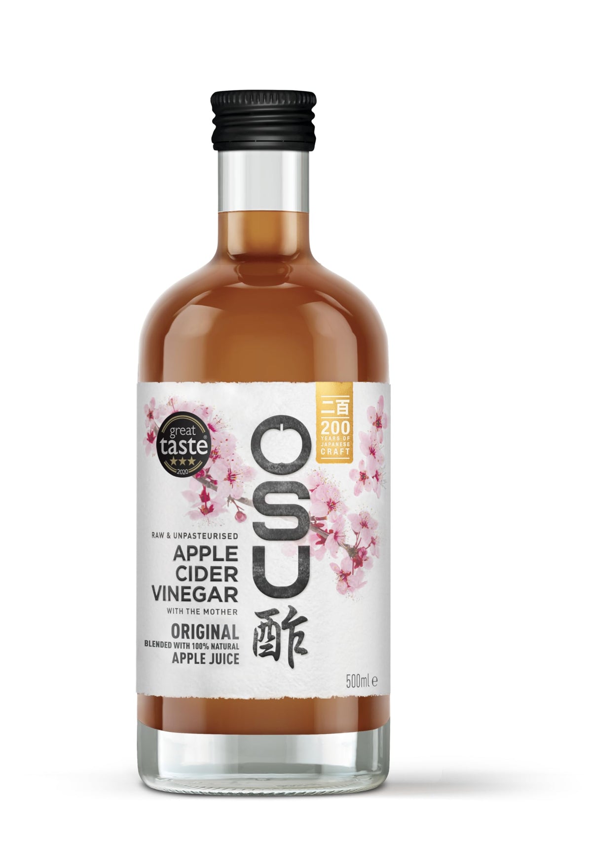 OSU Apple Cider Vinegar with The Mother and Apple Juice - Raw, Unpasteurised, Vegan Certified - 500 ml