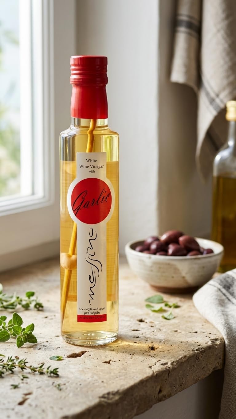 Messino Greek White Wine Vinegar with Garlic - 2 x 250ml Bottles 8