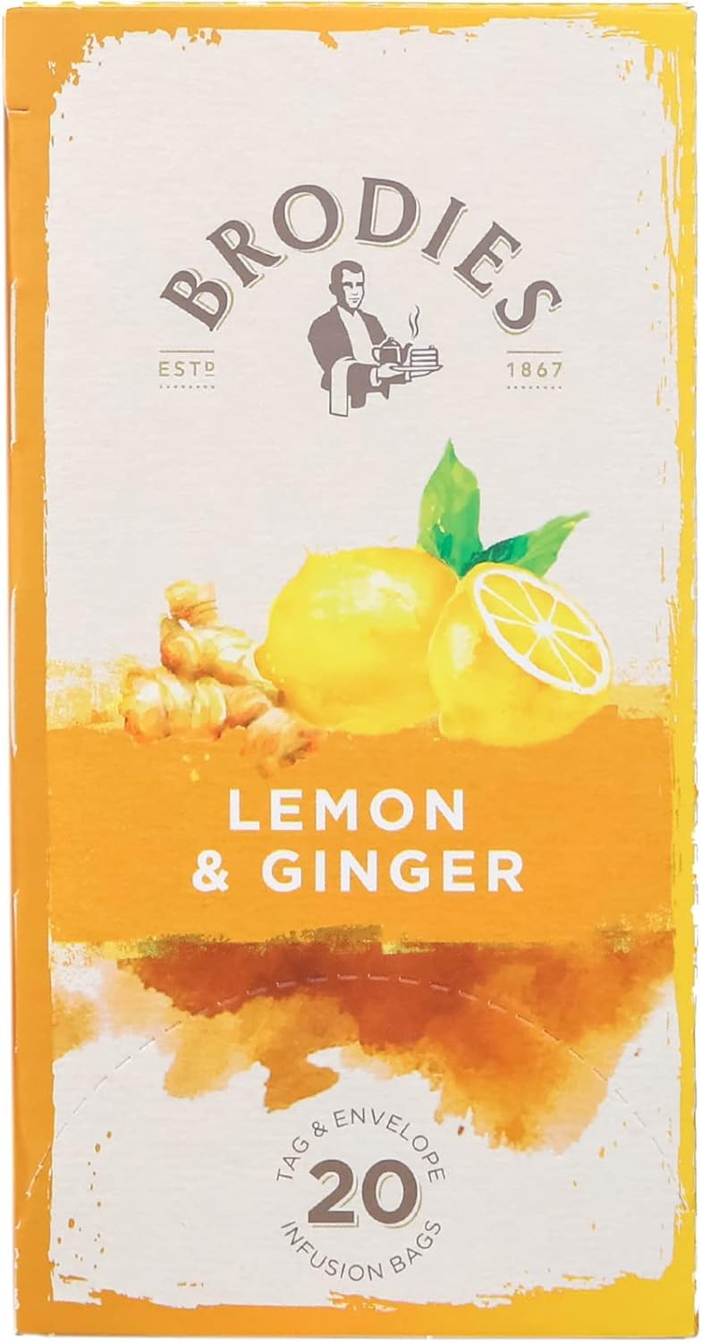 Brodies Lemon & Ginger Fruit Tea - Caffeine Free, 120 Tea Bags (6 Boxes of 20) 6