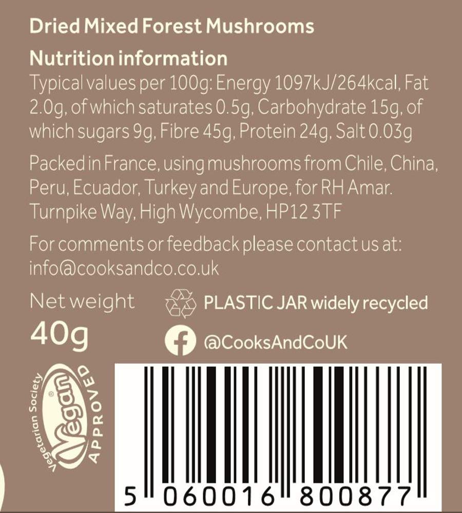Cooks & Co Dried Mixed Forest Mushrooms - 40g Jars | Pack of 6