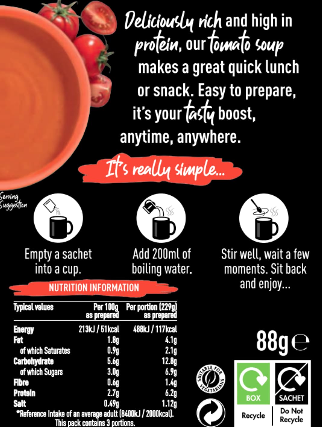 FUEL10K High Protein Tomato Instant Cup Soup - 27 Sachets 7