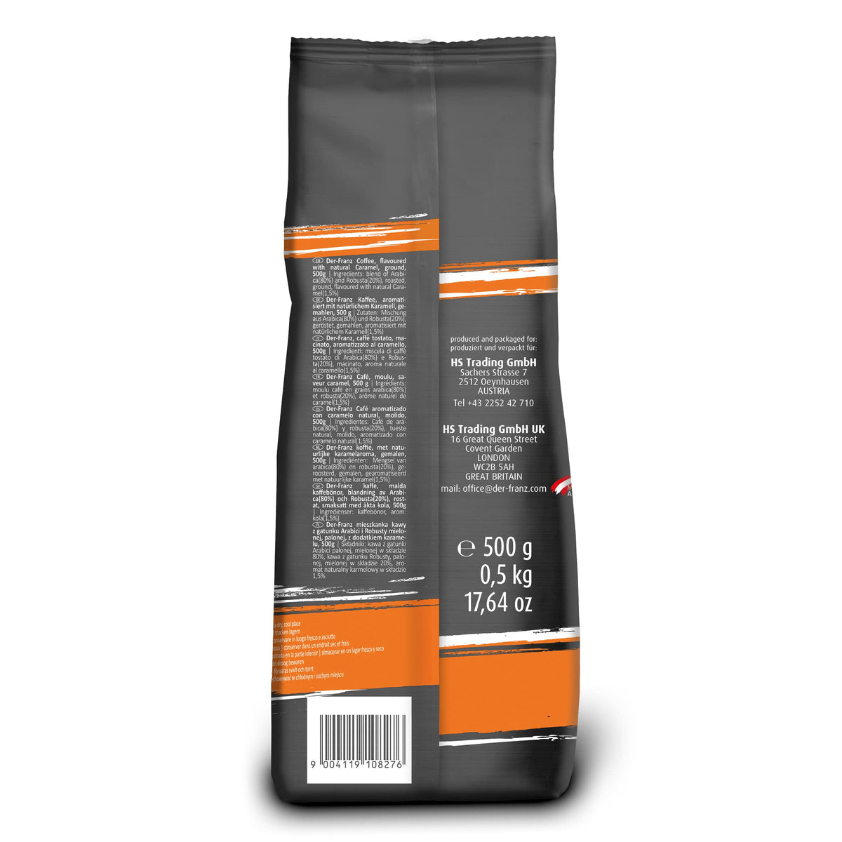 Der-Franz Caramel Flavored Whole Coffee Beans - 3 x 500g Pack | 80% Arabica, 20% Robusta