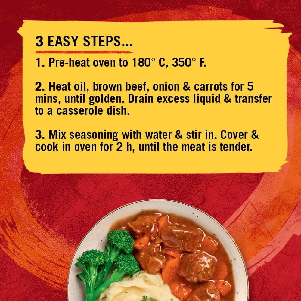 Schwartz Beef Casserole Recipe Mix - 38g Pack of 12 | Vegan Friendly | Free from MSG & Artificial Colours