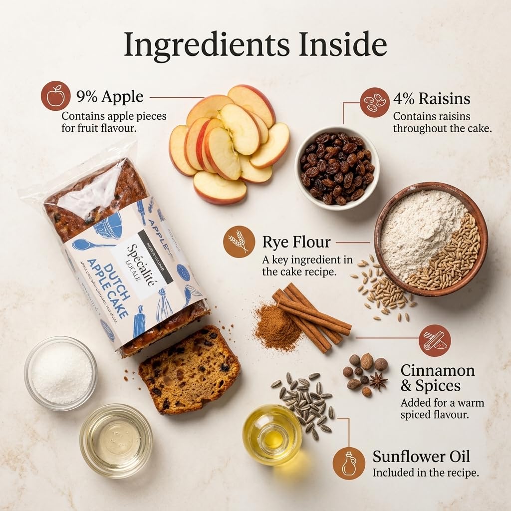 Specialite Locale Dutch Apple Loaf Cake - Egg & Dairy Free | Vegan | Low Fat | 450g