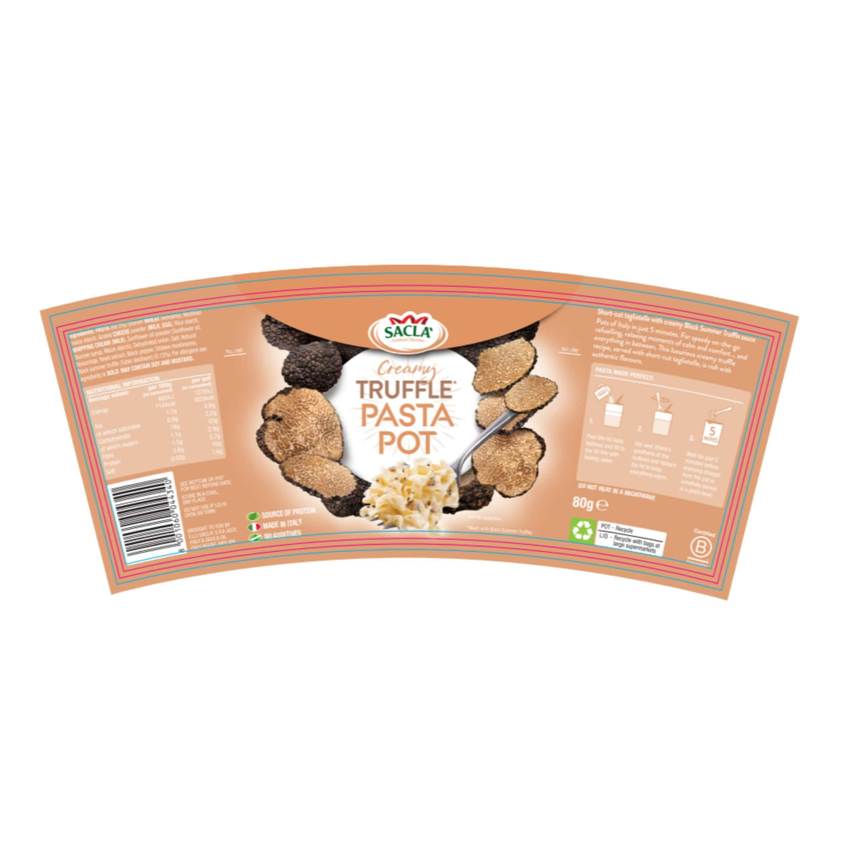 Sacla Italian Instant Tagliatelle Pasta Pot - Ready in 5 Minutes | 80g