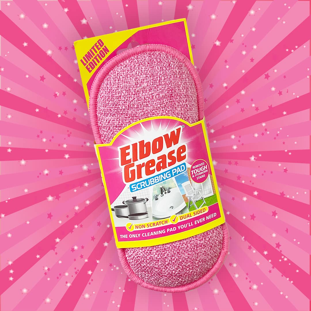 Elbow Grease Pink Scrubbing Pad - Dual Sided, Non-Scratch, Reusable (Pack of 2)