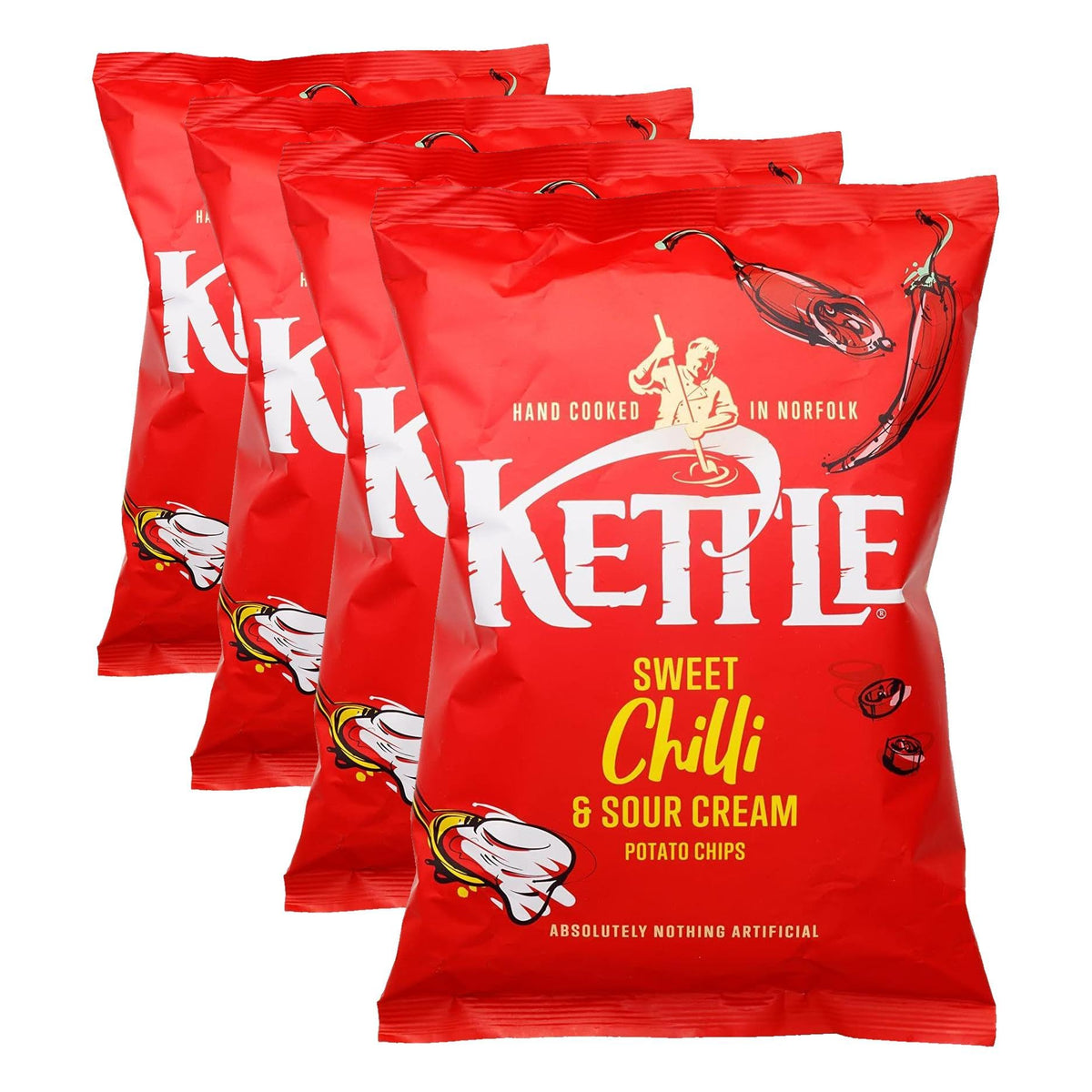 Kettle Sweet Chilli & Sour Cream Potato Chips Multipack - 4 x 130g Bags