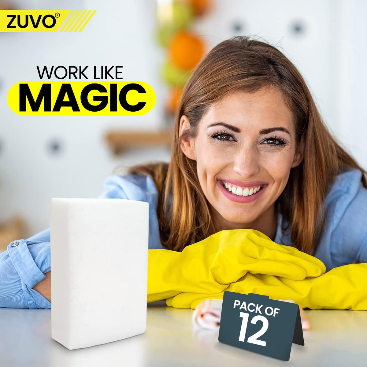 Zuvo Magic Eraser Sponge - Heavy-Duty Cleaning, 12-Pack 8