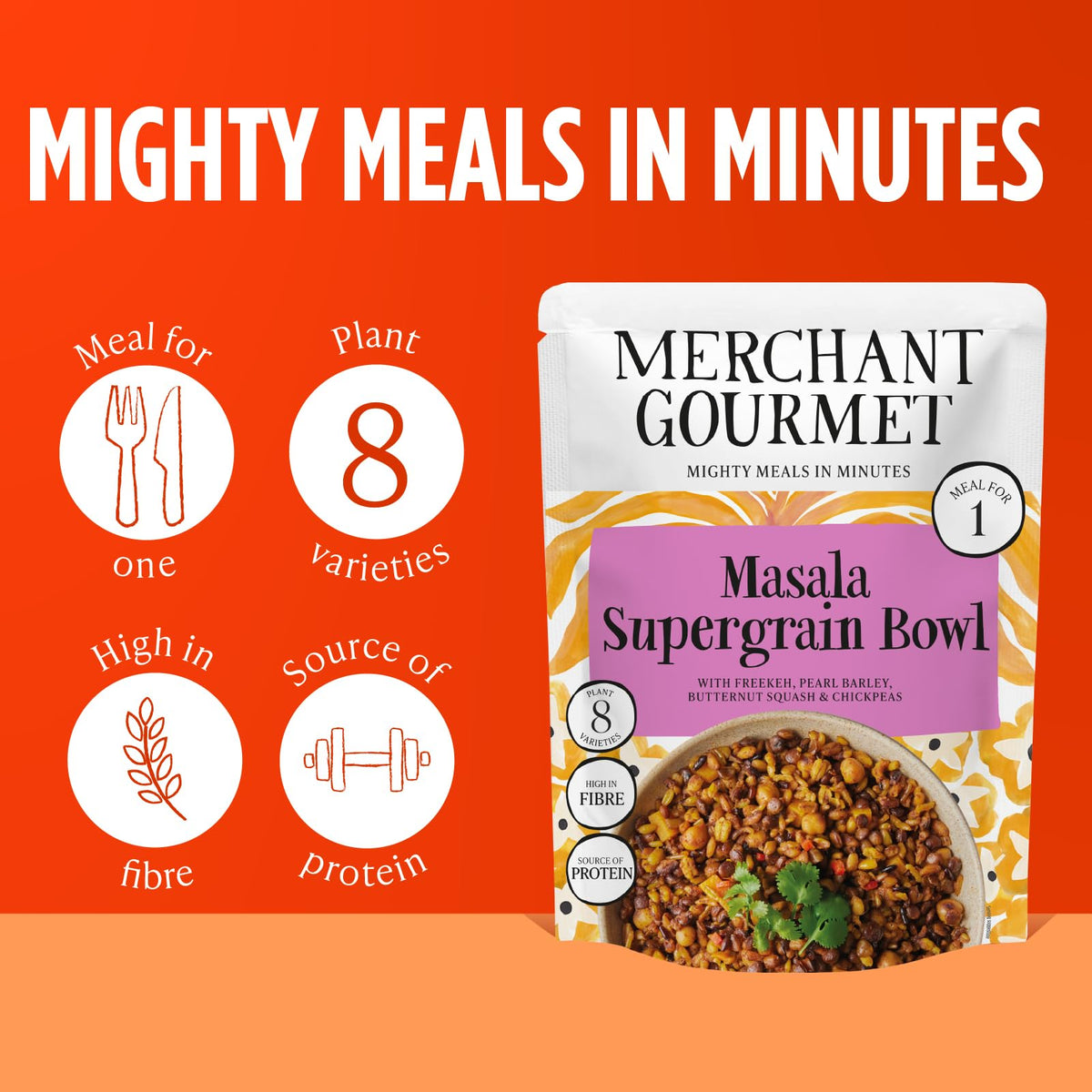 Merchant Gourmet Masala Supergrain Bowl - High Protein & Fibre | Vegan Friendly | 220g (Pack of 6) 3