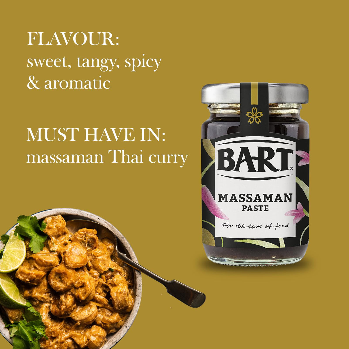 BART Massaman Curry Paste - 6 x 105g Jars | Sweet Thai Curry Paste