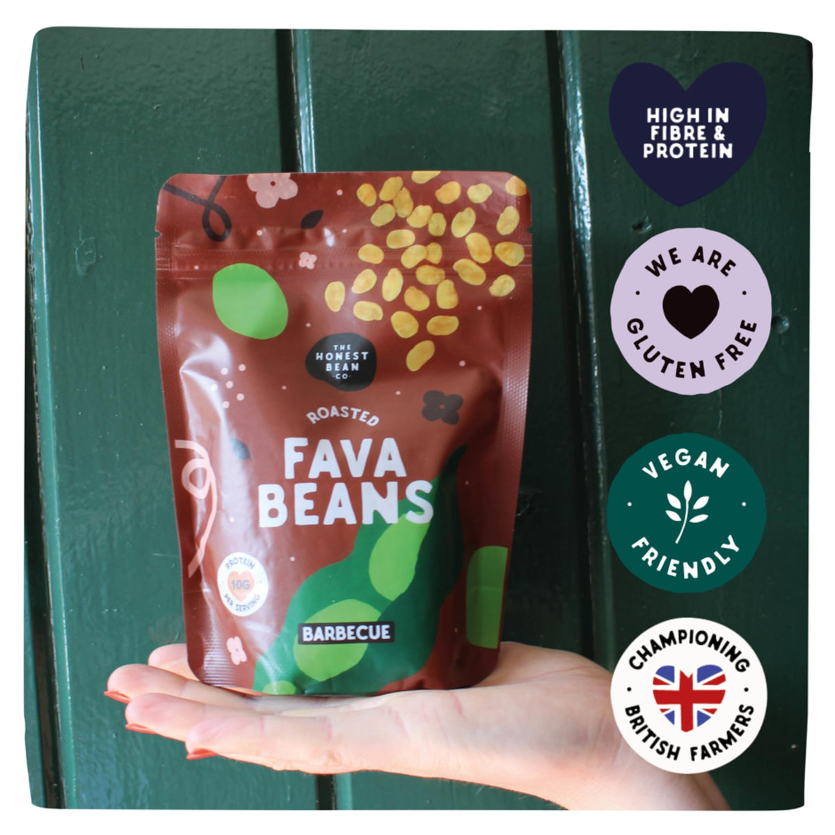 The Honest Bean Co Roasted Fava Bean BBQ Snack - 120g Pack of 6 4