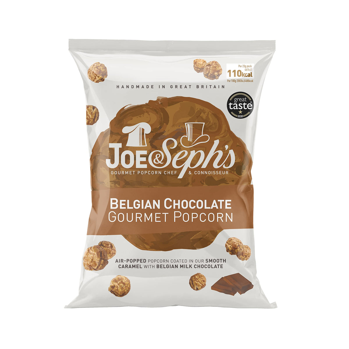 Joe & Seph's Belgian Chocolate & Caramel Popcorn - 12 Pack | 23g Pouches