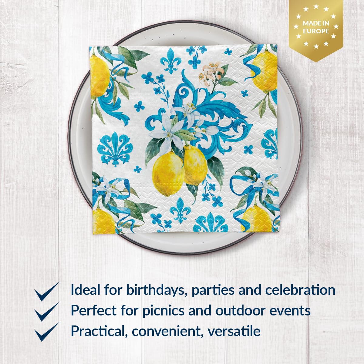 PAW Decor Collection Paper Napkins - Sicilian Floral Whimsy | 33 x 33 cm | 20 Pack