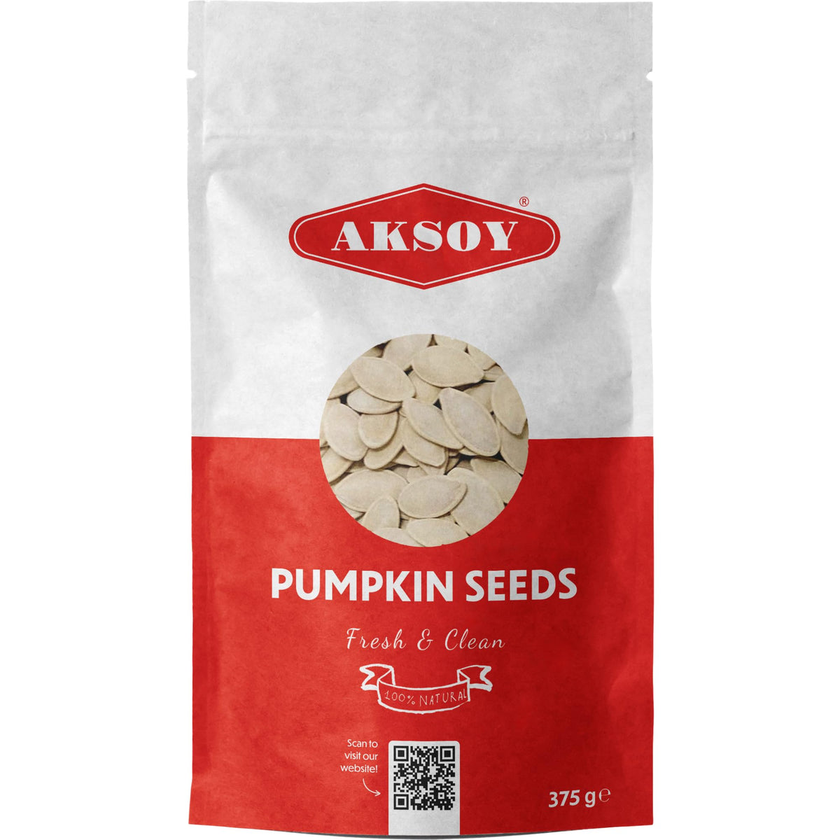 AKSOY Roasted and Lightly Salted Pumpkin Seeds - High in Fibre & Protein | 375g | Gluten-Free