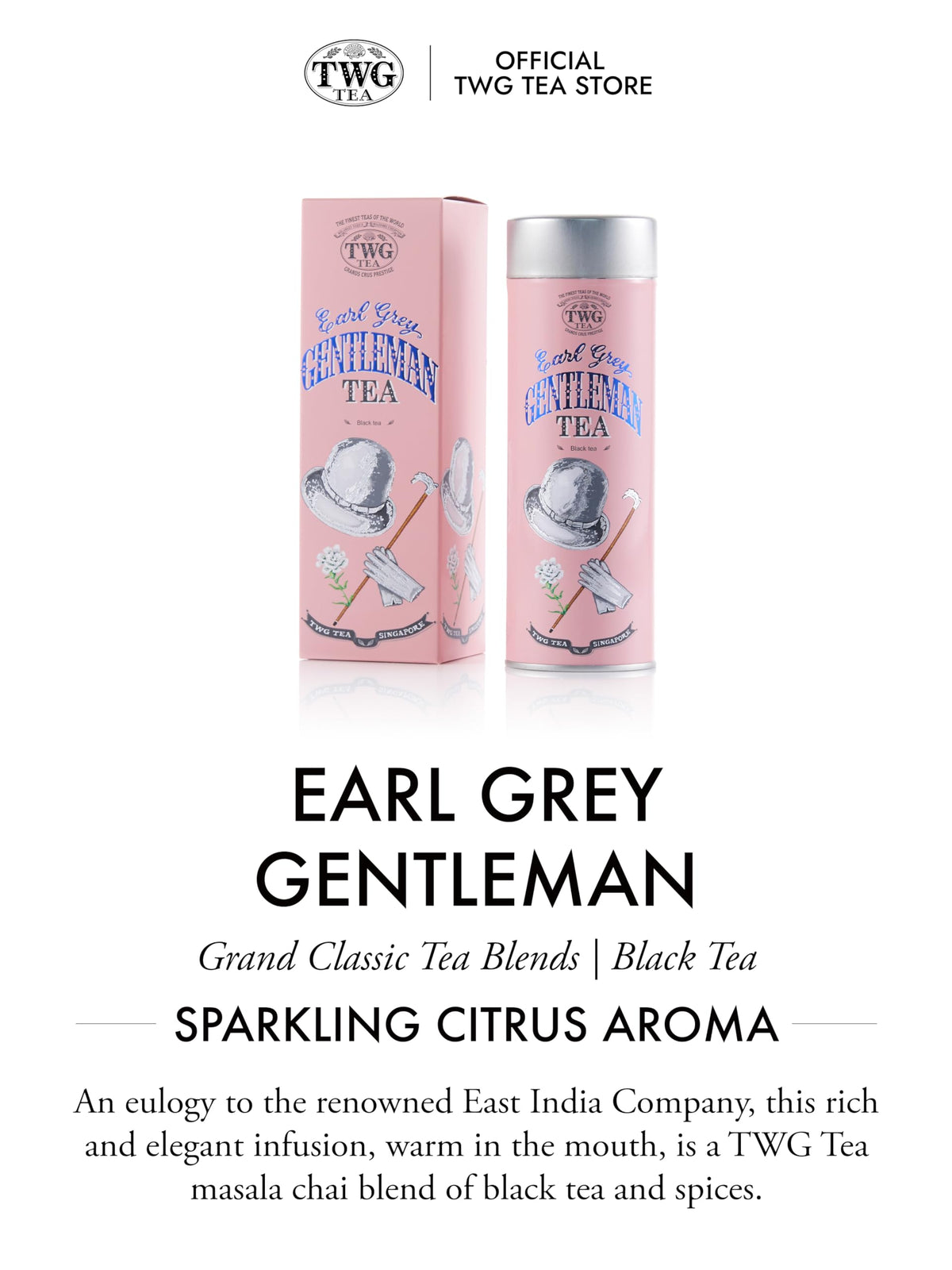 TWG Tea Earl Grey Gentleman - Bergamot & Rose Loose Leaf Black Tea | 100g
