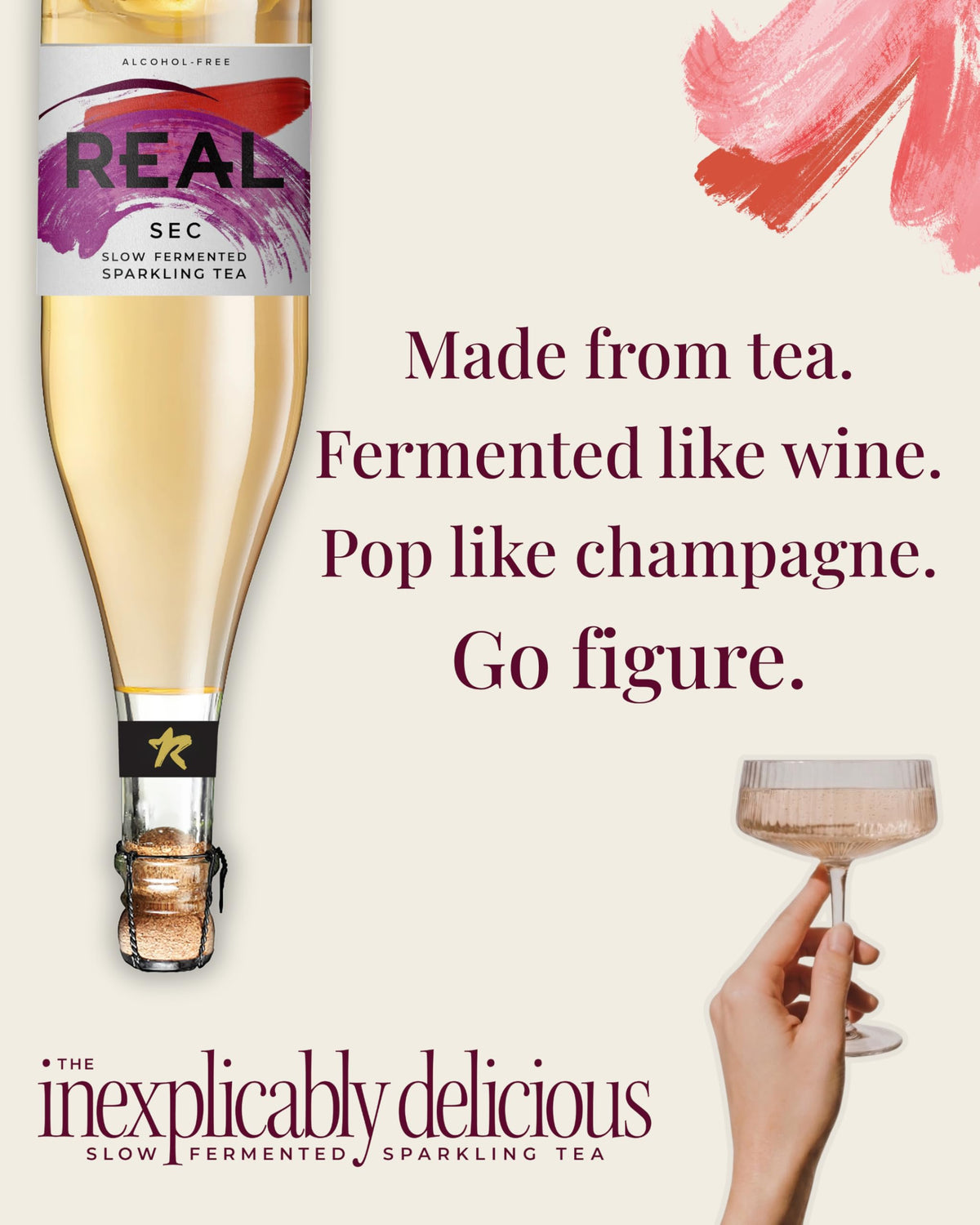 REAL Kombucha Sec Slow Fermented Sparkling Tea - 750ml 2
