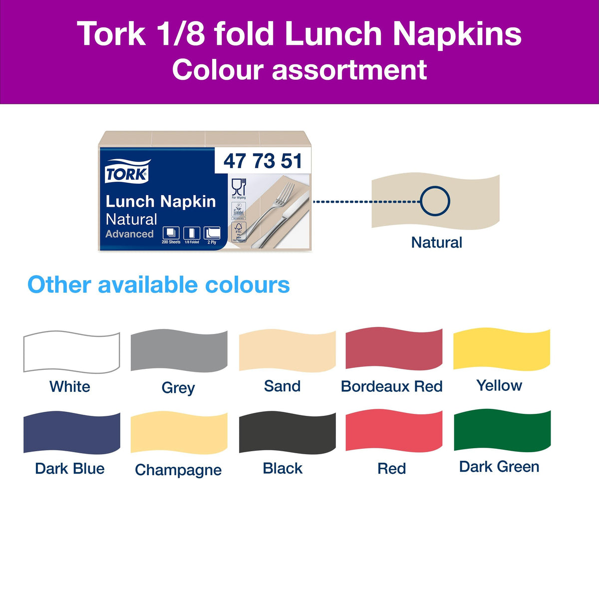 Tork Natural Lunch Napkins - 2 Ply, 1/8 Fold, 200 Count 5