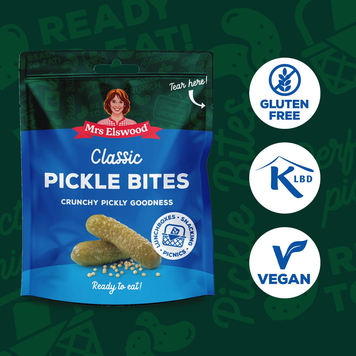 Mrs Elswood Classic Pickle Bites - 50g Pouches (Pack of 12) 3