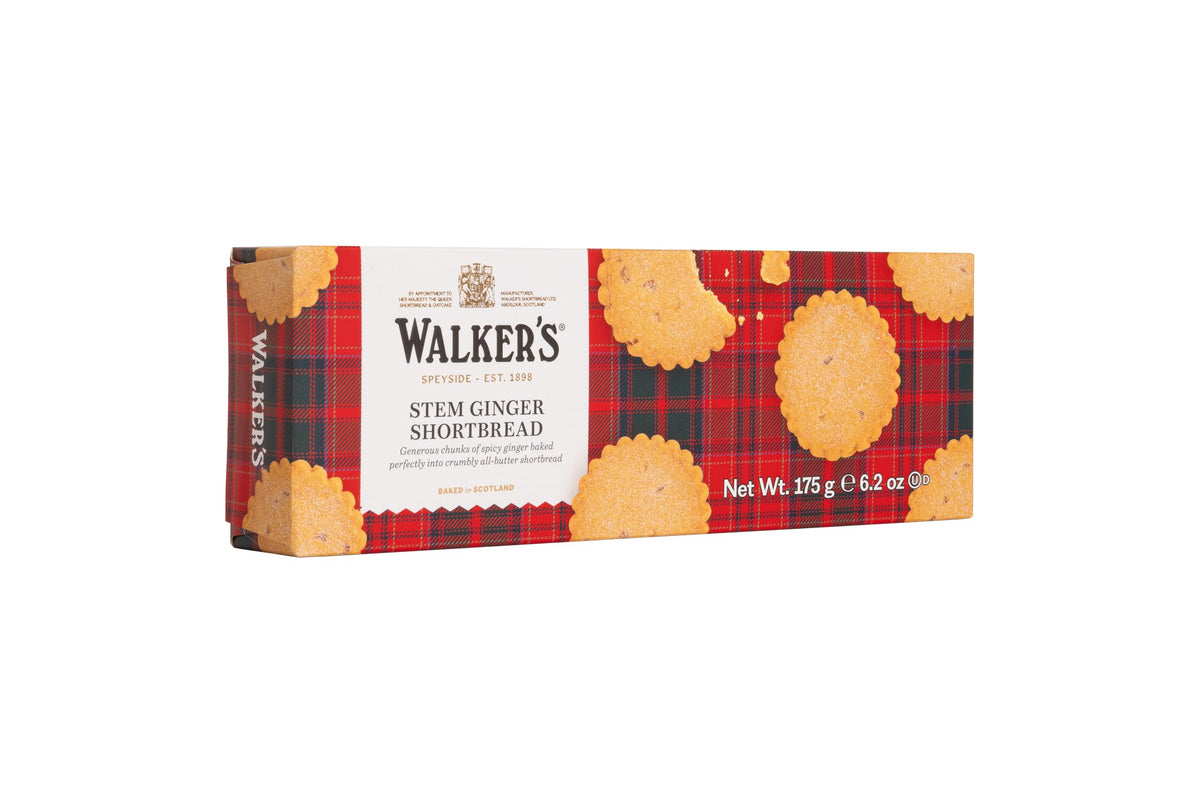 Walkers Stem Ginger Shortbread Rounds - 175g | Pure Butter Scottish Shortbread | Suitable for Vegetarians