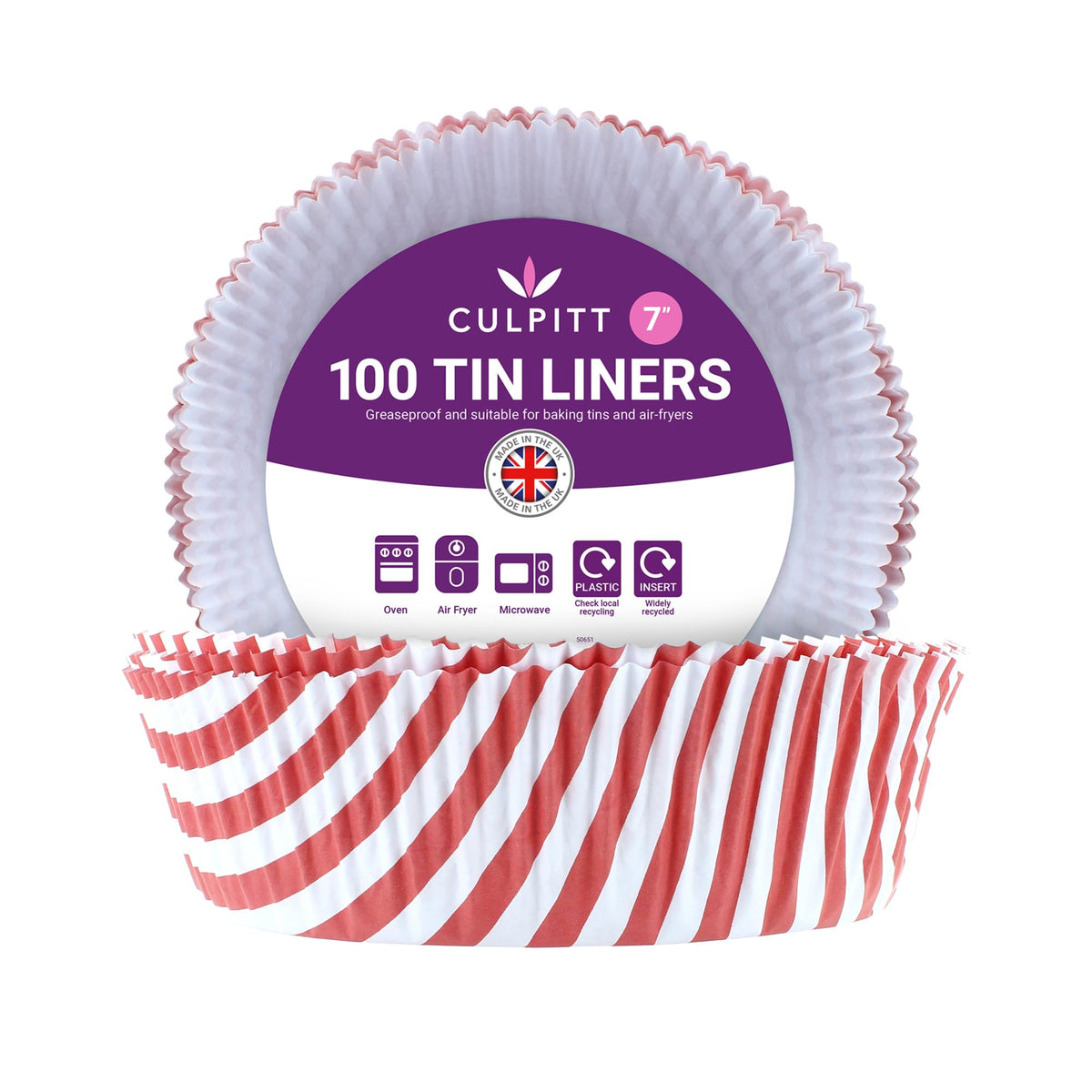Culpitt Red Stripe Baking Paper Liners - 7 Inch Round, 100 Pack 1