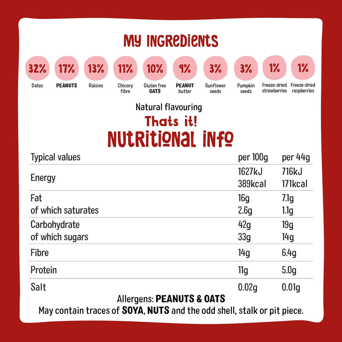 Nakd Fruit & Fibre Strawberry & Raspberry Bars - High in Fibre, Vegan, Gluten-Free - 36 Count