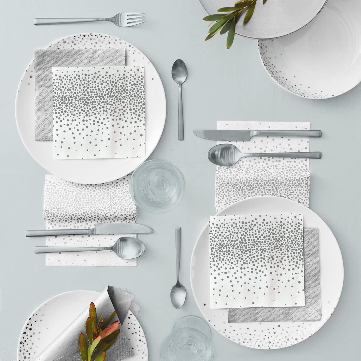 PAW Decor Collection Confetti Silver Napkins - 3-Ply Paper | 33 x 33 cm | Pack of 20 5