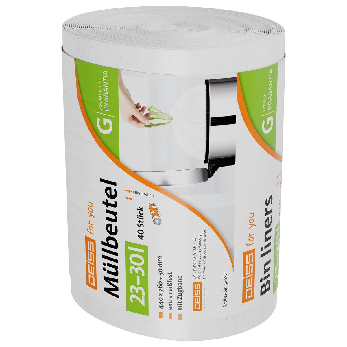 DEISS Bin Liners - 30 Litre Capacity | Pack of 40 | White 4
