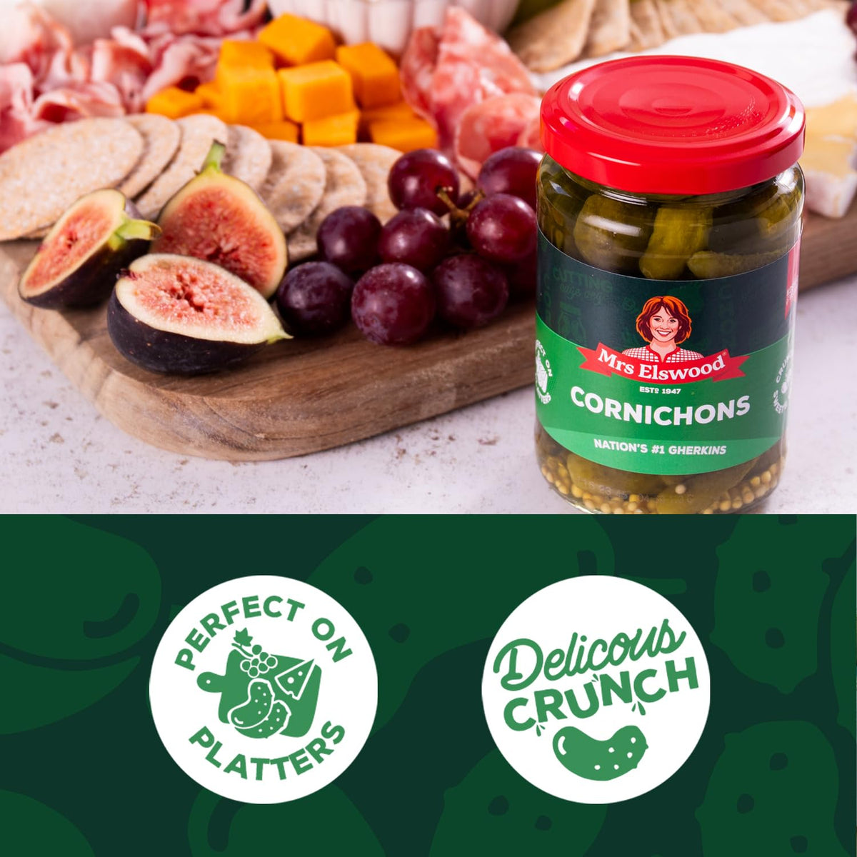 Mrs Elswood Cornichons - Pickled Gherkins | 6 x 215g 6