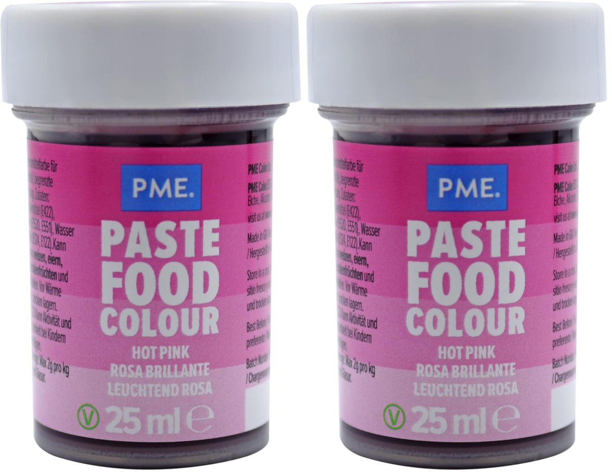 PME Hot Pink Paste Food Colouring - 25g Tub (Pack of 2) 1