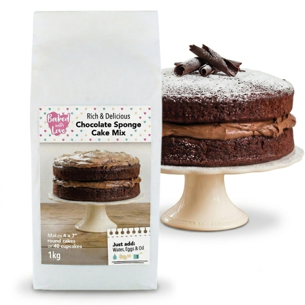 Baked With Love Chocolate Cake Mix - 1kg | Easy to Make | Rich Cocoa Flavour