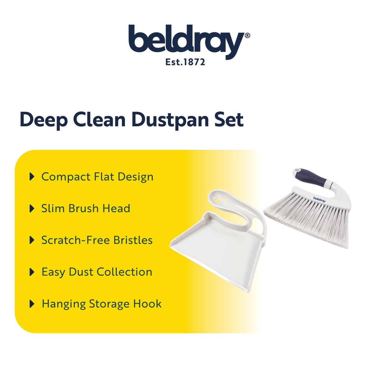 Beldray Deep Clean Dustpan and Brush Set - Compact Flat Design, Grey 2