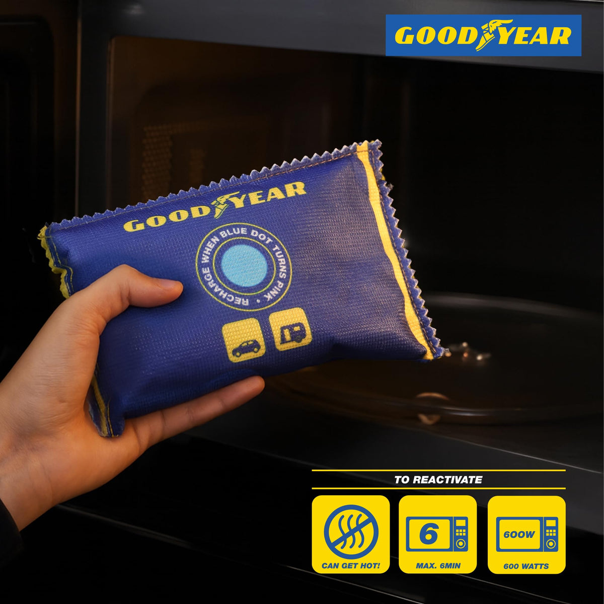 Goodyear 2pc 100g Reusable Moisture Absorber Bags - Eco-Friendly, Portable 7