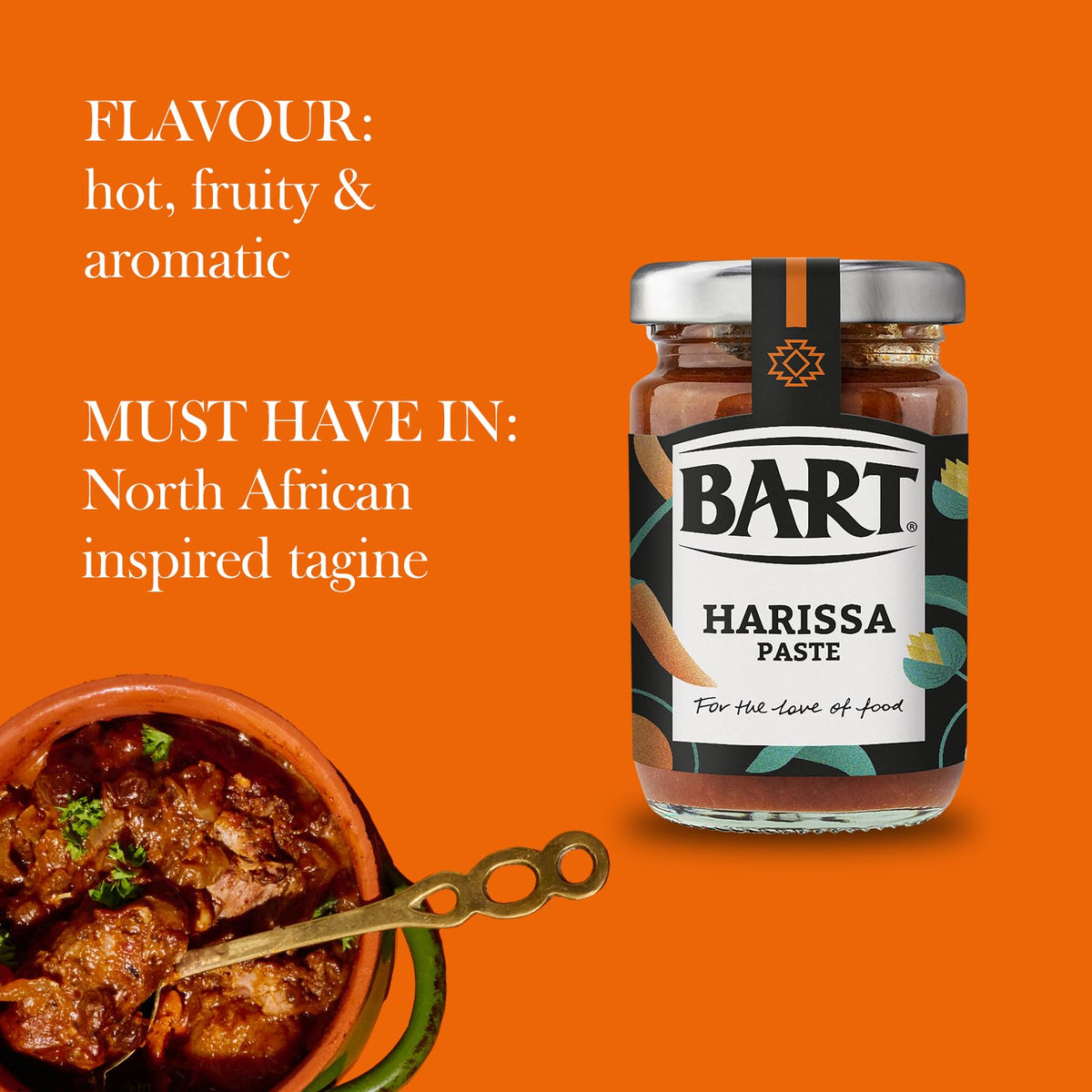 BART Harissa Paste - 6 x 82g Jars | Spicy Garlic Kick | North African Blend