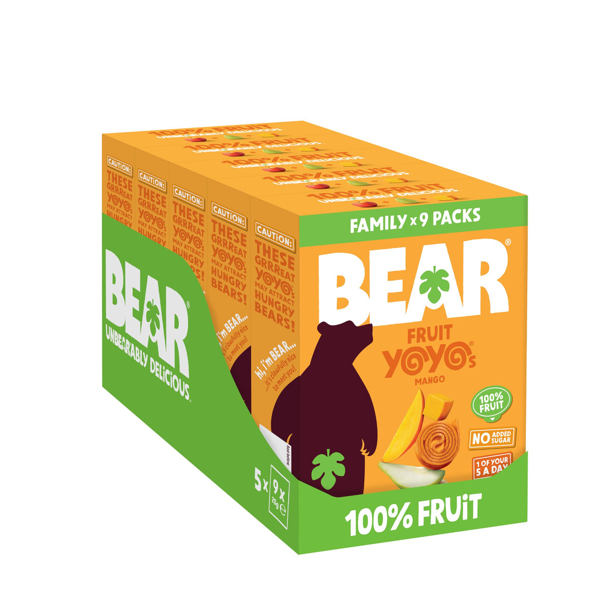 BEAR Mango Fruit Yoyos - 100% Fruit, No Added Sugar, High Fibre | 45 Count (900g)