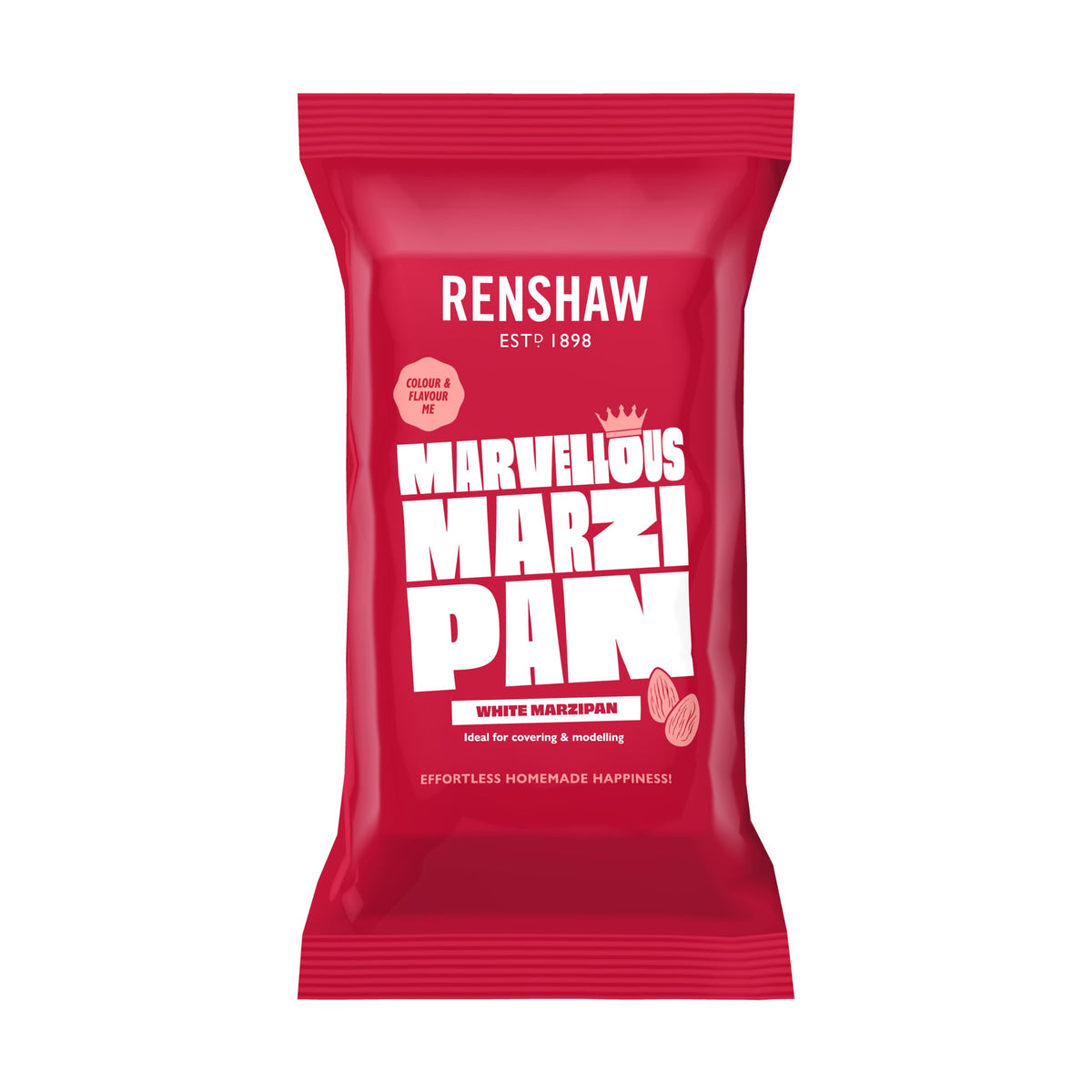 Renshaw White Marzipan Disc - Ready Rolled for 8" Cakes | 500g | Almond