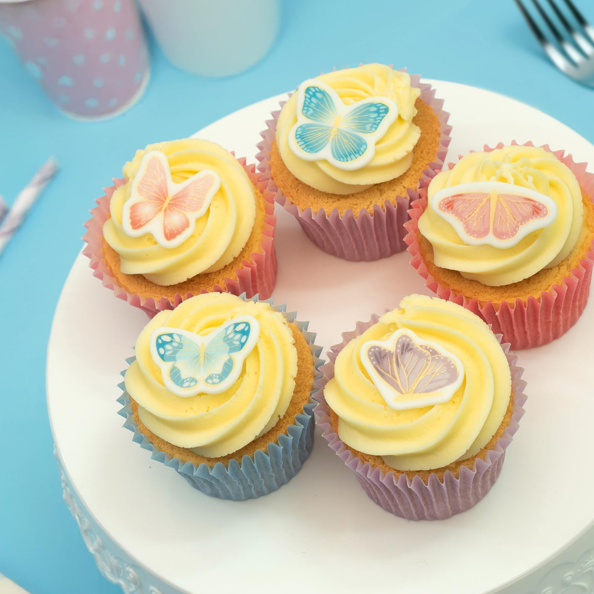 Culpitt Butterfly Sugar Decorations - 32 Edible Cupcake Toppers | Fondant Icing | 25mm-40mm 4