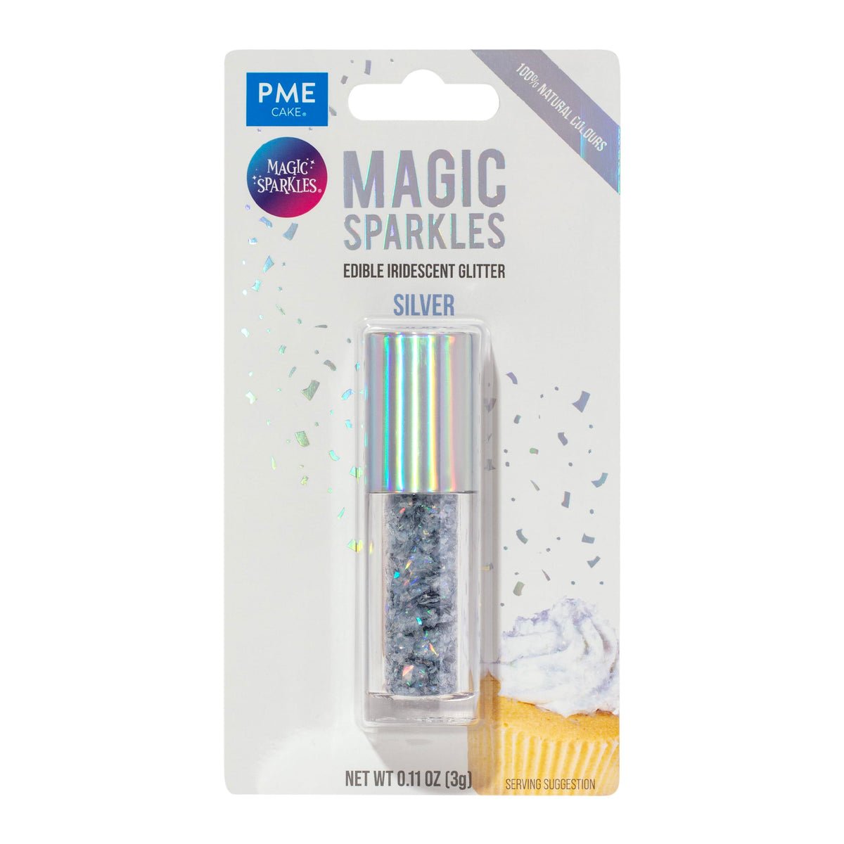 PME Magic Sparkles Edible Glitter - Silver | 3g | Vegan-Friendly 4