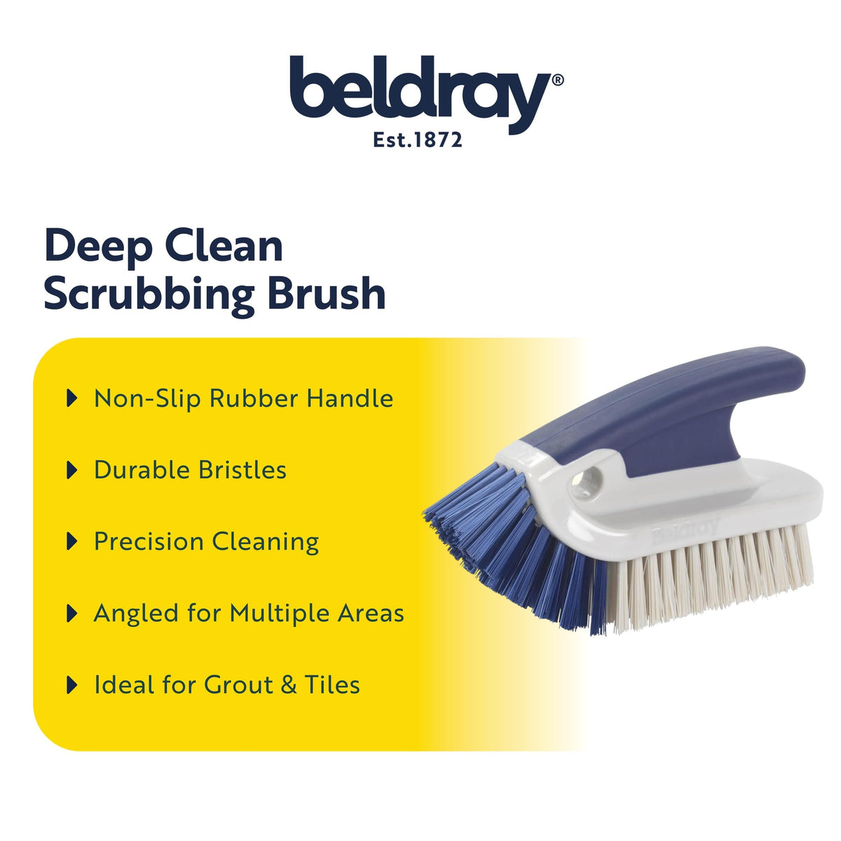 Beldray Deep Clean Angled Scrubbing Brush - Durable Bristles, Non-Slip Handle | Blue Navy 2