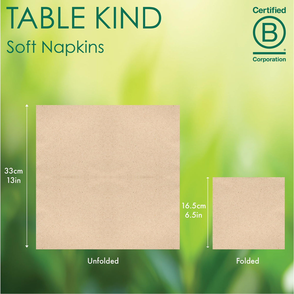 Talking Tables Table Kind Unbleached Napkins - 100 Pack, 2-Ply, 33cm 4