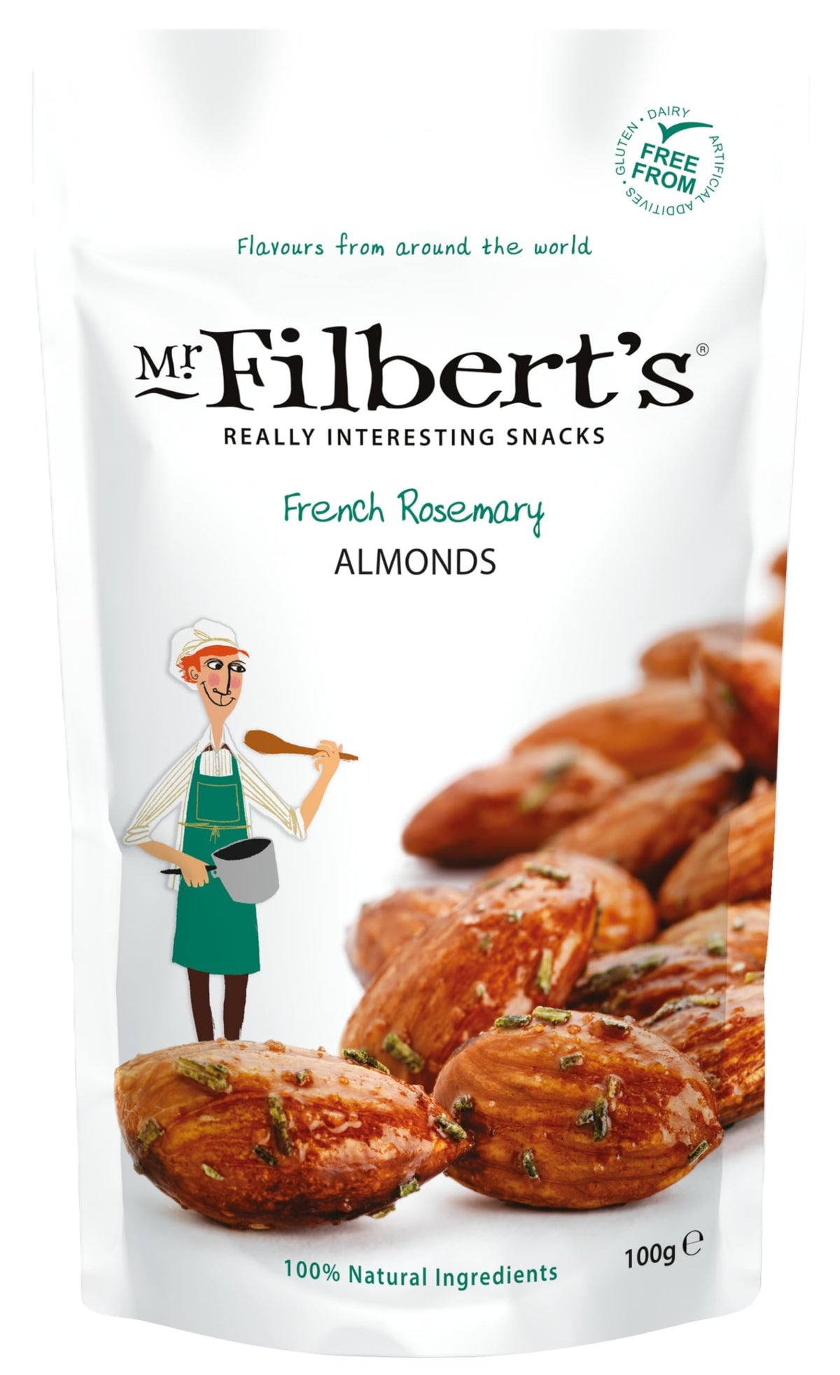 Mr Filbert's French Rosemary Almonds - Tumble-Roasted Mediterranean Snack | 12 x 100g