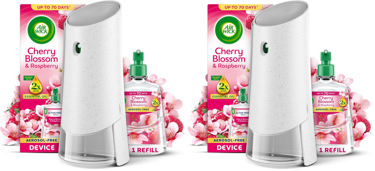 Airwick Cherry Blossom & Raspberry Automatic Spray Kit - 2 Devices, 70 Days Scent 1
