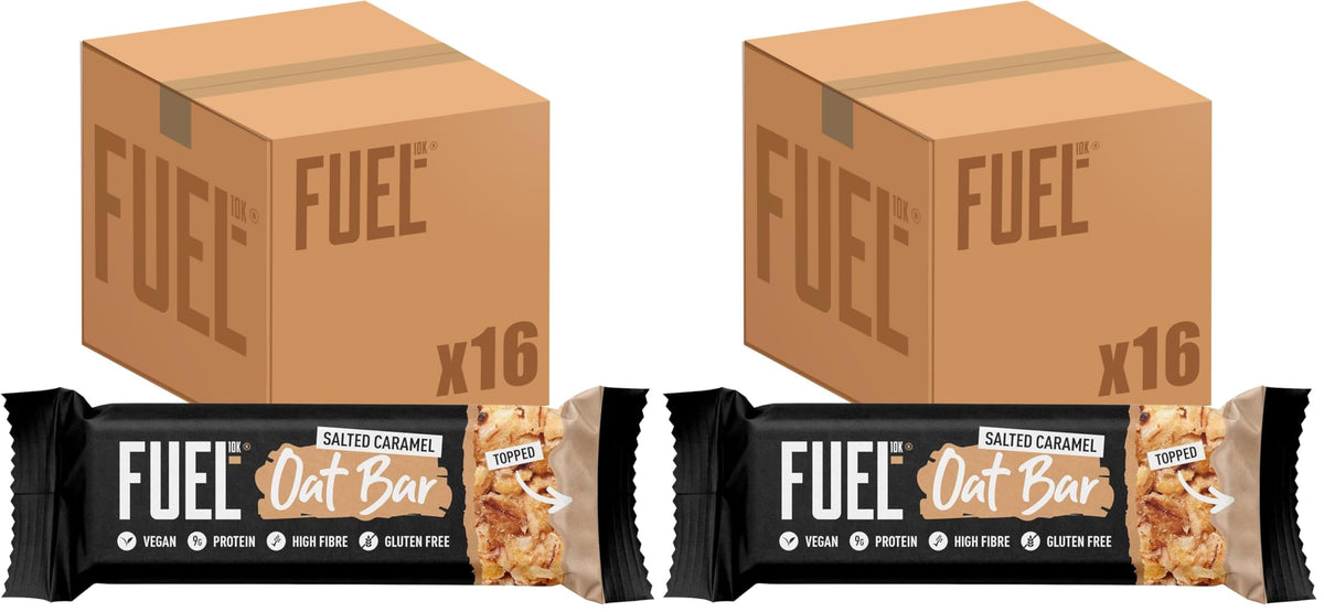 FUEL10K Salted Caramel Oat Bars - 9g Protein | High Fibre | 45g Bar