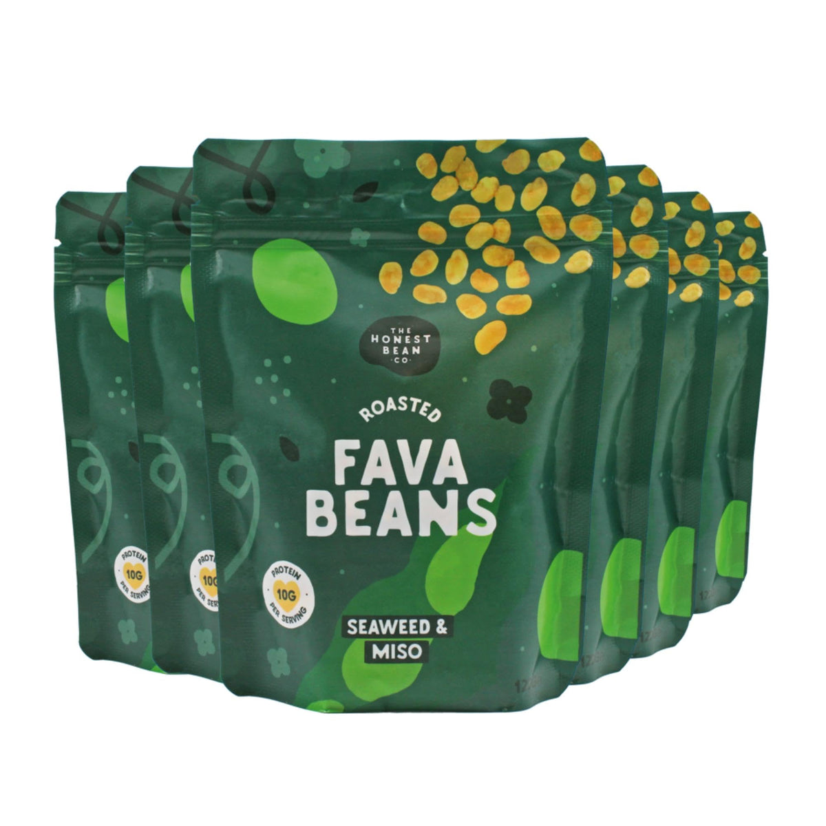 The Honest Bean Co Roasted Fava Bean, Seaweed & Miso Snack - Plant Based, Sustainable Protein | 120g (6-Pack) 1