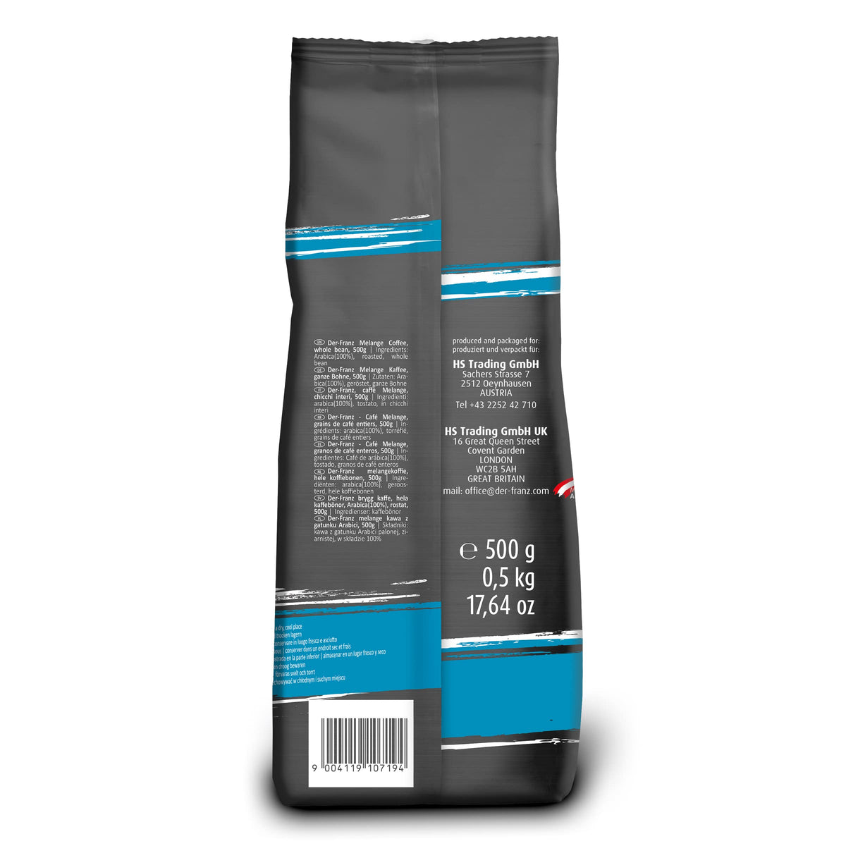 Der-Franz Melange Coffee - 1kg Pack (2 x 500g) | 100% Arabica | Medium Roast