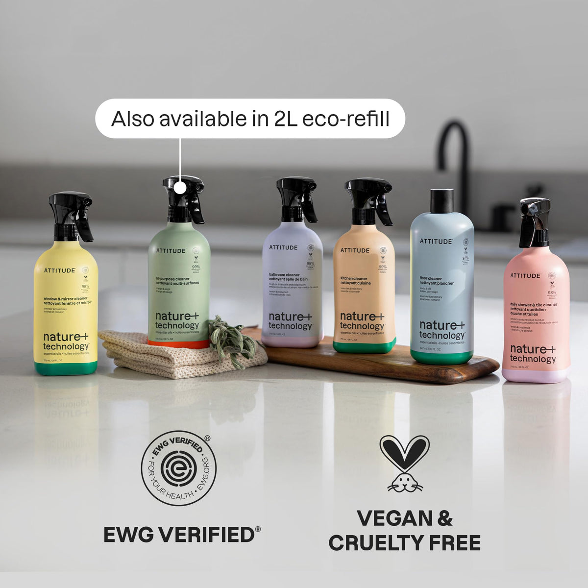 ATTITUDE All-Purpose Cleaner Spray - EWG Verified, Streak-Free Finish, Geranium & Lemongrass Scent, 770 ml 6