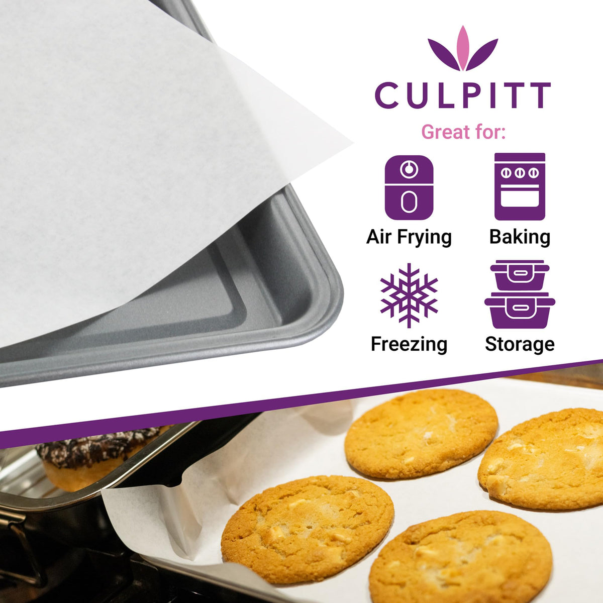 Culpitt Greaseproof Paper Sheets - 100 Pre-Cut Sheets | 250mm x 360mm | White