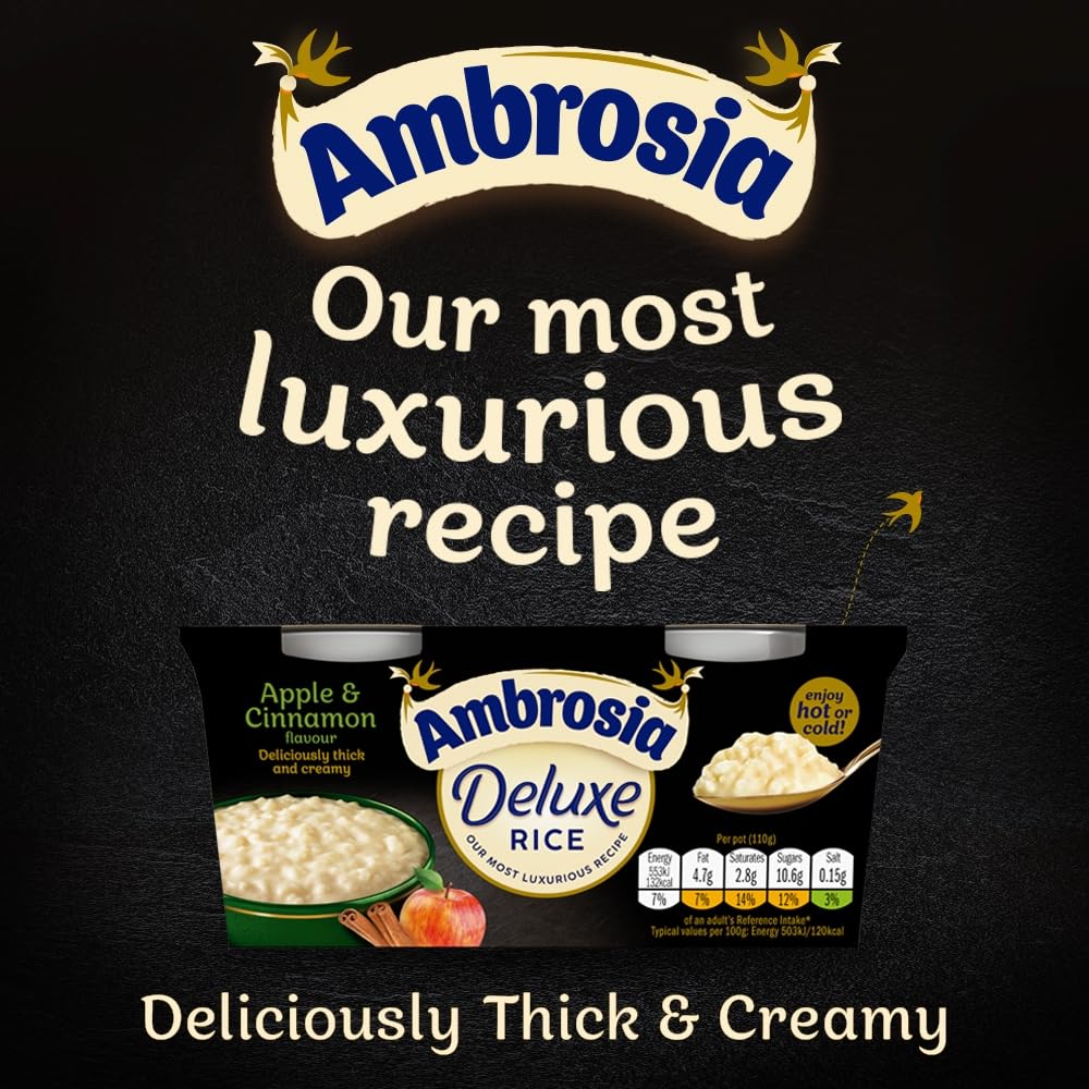Ambrosia Deluxe Apple & Cinnamon Rice Pudding Pots - Pack of 16 x 110g 6