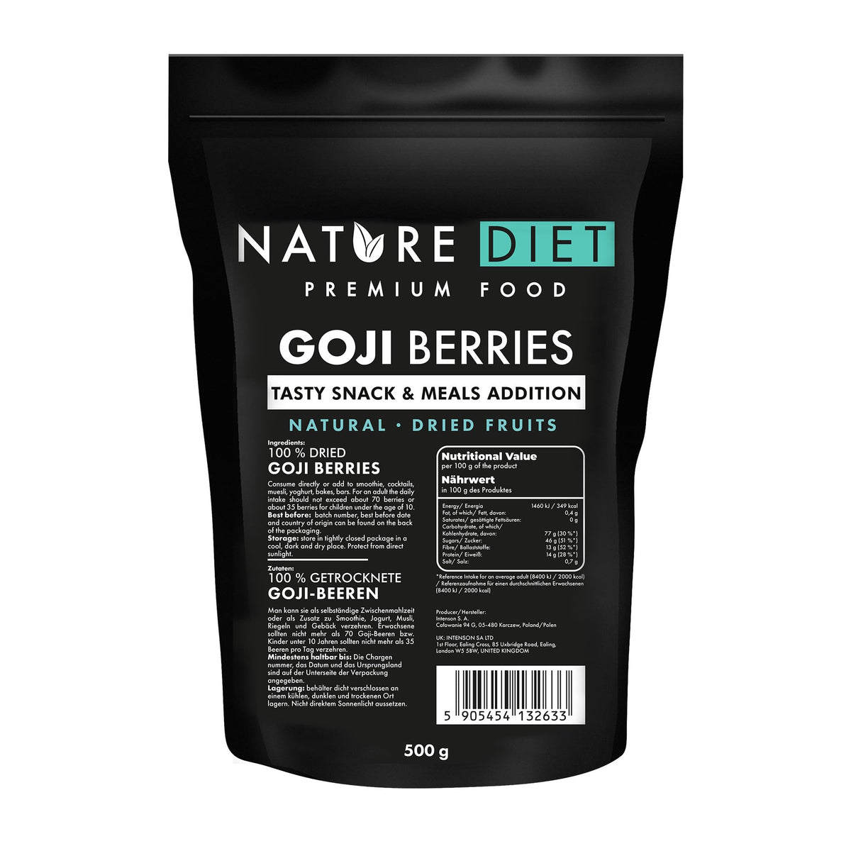 Nature Diet Goji Berries - 500g | Rich in Fibre, Antioxidants & Protein